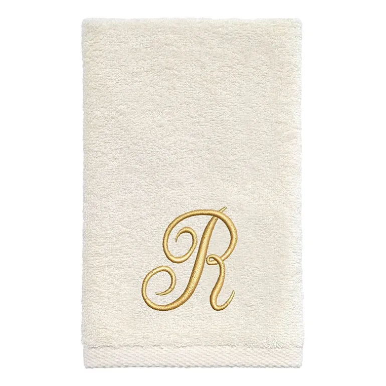 Avanti Premier Script Monogram Ivory/Gold Bath Towel Collection