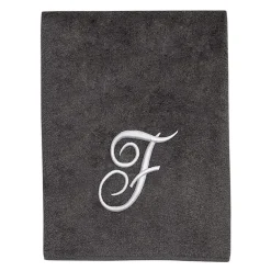 Avanti Premier Script Monogram Granite/Silver Bath Towel Collection