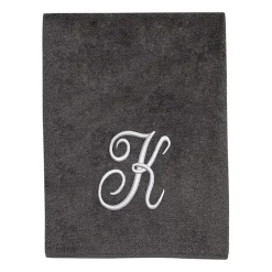 Avanti Premier Script Monogram Granite/Silver Bath Towel Collection