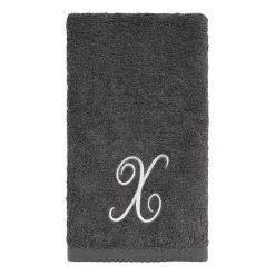 Avanti Premier Script Monogram Granite/Silver Bath Towel Collection