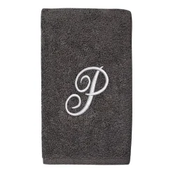 Avanti Premier Script Monogram Granite/Silver Bath Towel Collection