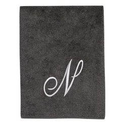 Avanti Premier Script Monogram Granite/Silver Bath Towel Collection