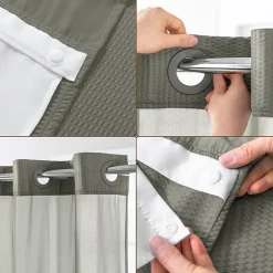 Awesome Home™ No Hook Embossed Snap-In Liner Shower Curtain