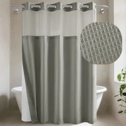 Awesome Home™ No Hook Embossed Snap-In Liner Shower Curtain