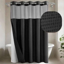 Awesome Home™ No Hook Embossed Snap-In Liner Shower Curtain