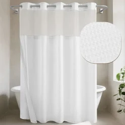 Awesome Home™ No Hook Embossed Snap-In Liner Shower Curtain