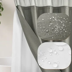 Awesome Home™ No Hook Embossed Snap-In Liner Shower Curtain