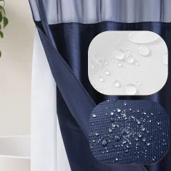 Awesome Home™ No Hook Embossed Snap-In Liner Shower Curtain