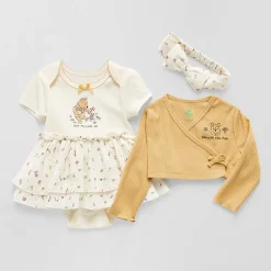 Baby Girls 3-pc. Crew Neck Short Sleeve Winnie The Pooh Bodysuit Set