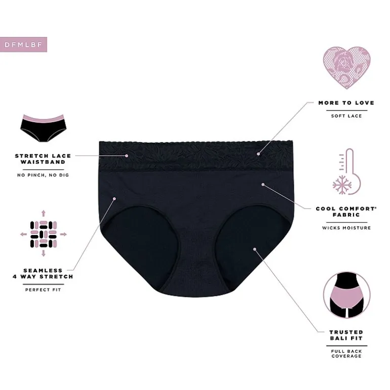 Bali Comfort Revloution Modern Seamless Lace Trim Brief Panty Dfmlbf