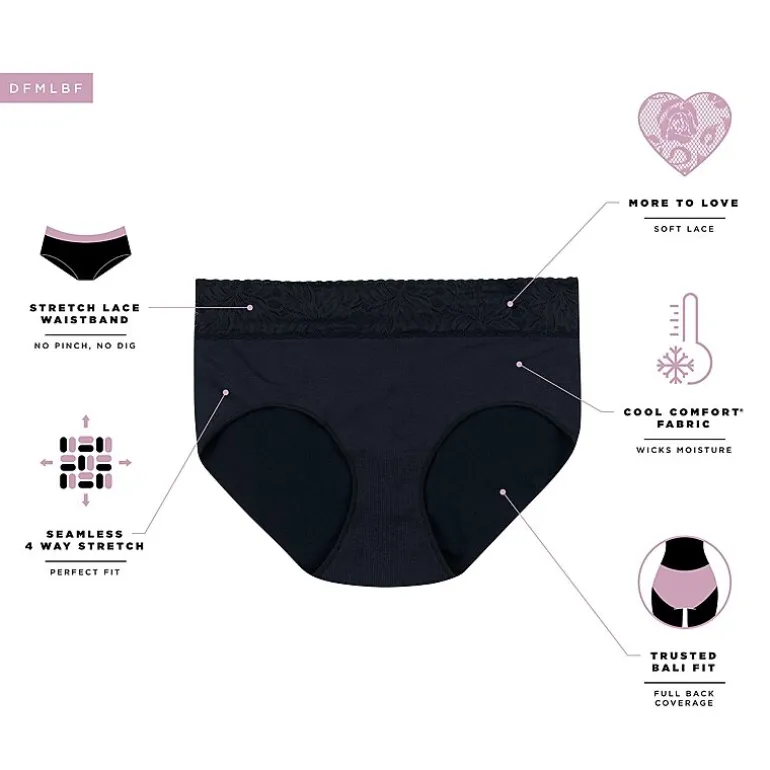 Bali Comfort Revloution Modern Seamless Lace Trim Brief Panty Dfmlbf