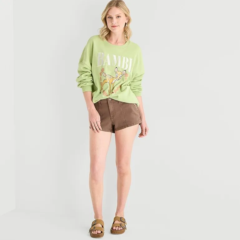Bambi Fleece Crew Fleece Womens Juniors Crew Neck Long Sleeve Bambi Sweatshirt