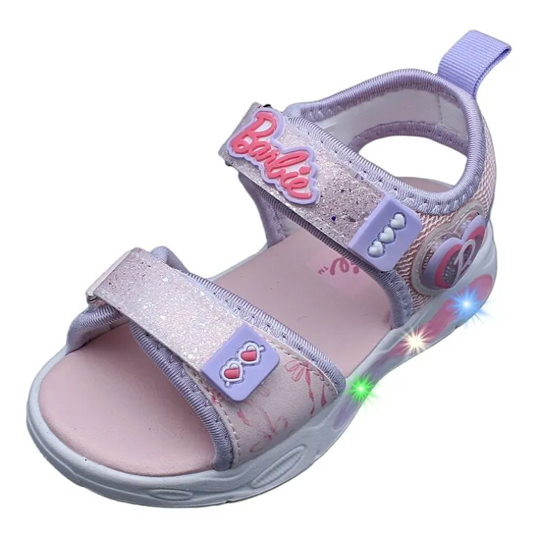 Barbie Light Up Toddler Girls Barbie Adjustable Strap Footbed Sandals