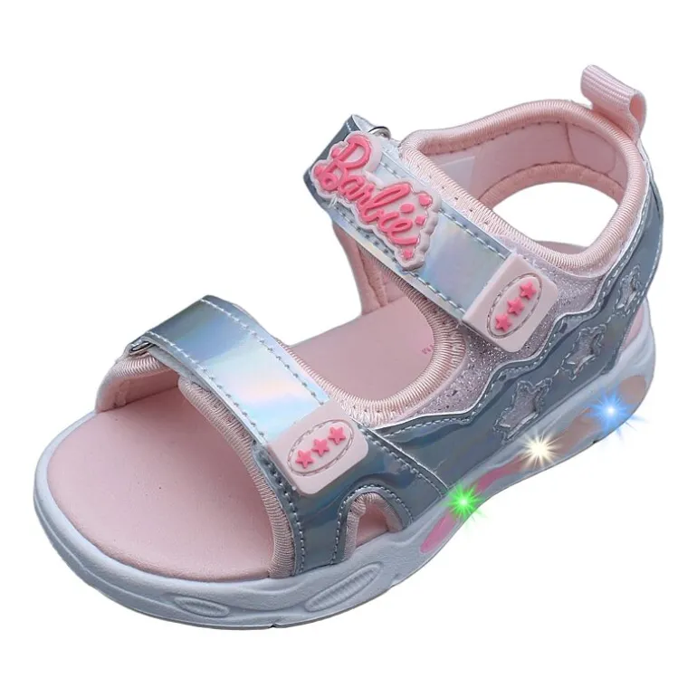 Barbie Light Up Toddler Girls Barbie Adjustable Strap Footbed Sandals