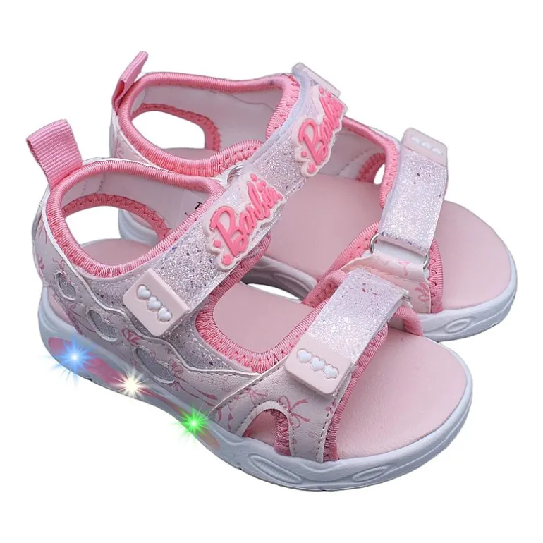 Barbie Light Up Toddler Girls Barbie Adjustable Strap Footbed Sandals