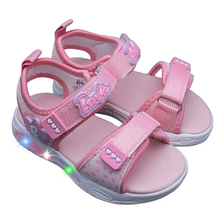 Barbie Light Up Toddler Girls Barbie Adjustable Strap Footbed Sandals