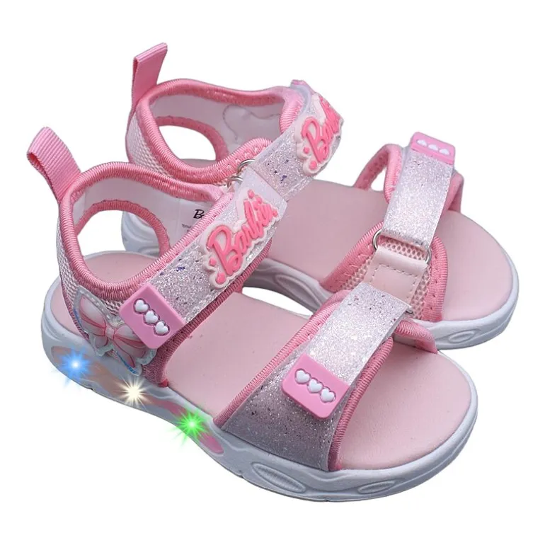 Barbie Light Up Toddler Girls Barbie Adjustable Strap Footbed Sandals
