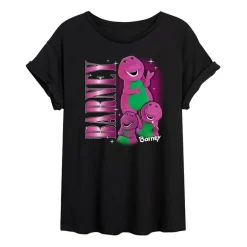Barney Tee Womens Juniors Crew Neck Short Sleeve Oversized Graphic T-Shirt