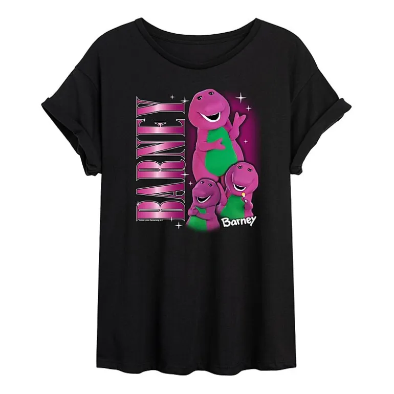 Barney Tee Womens Juniors Crew Neck Short Sleeve Oversized Graphic T-Shirt