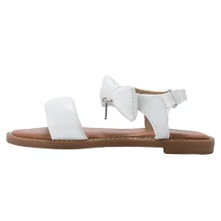 bebe Girl's Fashion Sandals - Dressy Shoes with Puffy Bow and Hanging Logo Charm