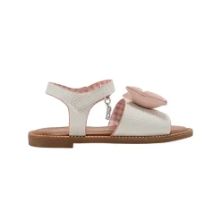 bebe Girl's Fashion Sandals with Puffy Bow and Charm Accent