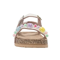 bebe Girl's Footbed Sandals with Beaded Floral Embellishments