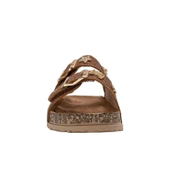 bebe Girl's Footbed Sandals with Buckle Straps and Charm Accents