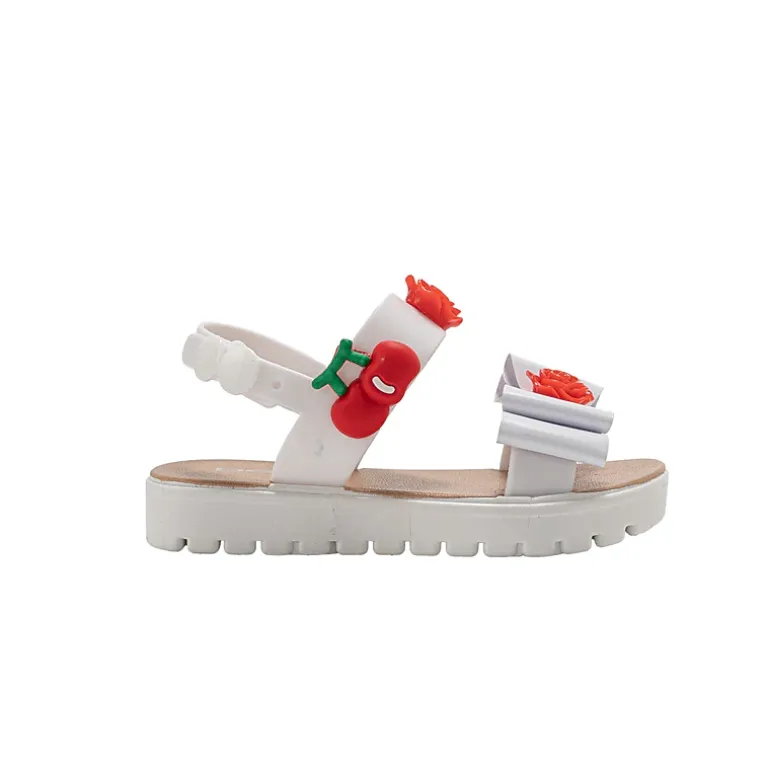 bebe Girl's Footbed Slide Sandals with Buckle Straps and Charm Accents