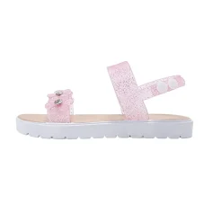 bebe Girl's Glitter Flower Strap Sandals with Rhinestone Accents