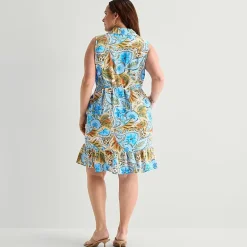 Be by CHETTA B Womens Plus Sleeveless Abstract Fit + Flare Dress