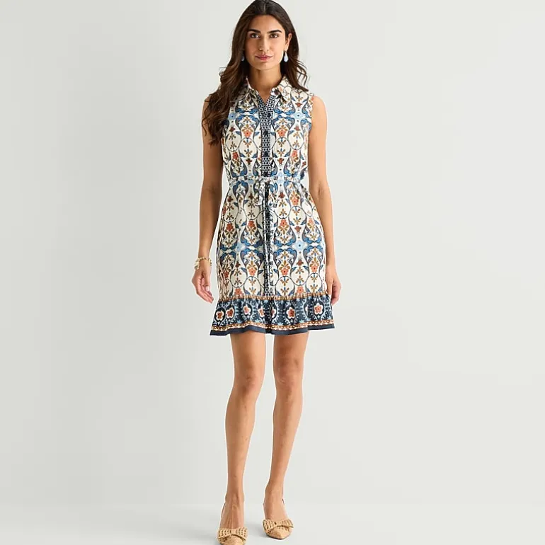 Be by CHETTA B Womens Sleeveless Floral Fit + Flare Dress
