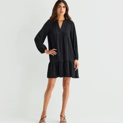 Be by CHETTA B Womens V Neck Long Sleeve Shift Dress