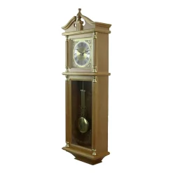 Bedford Clock Collection 34.5" Pendulum Antique Harvest Oak Finish Wall Clock