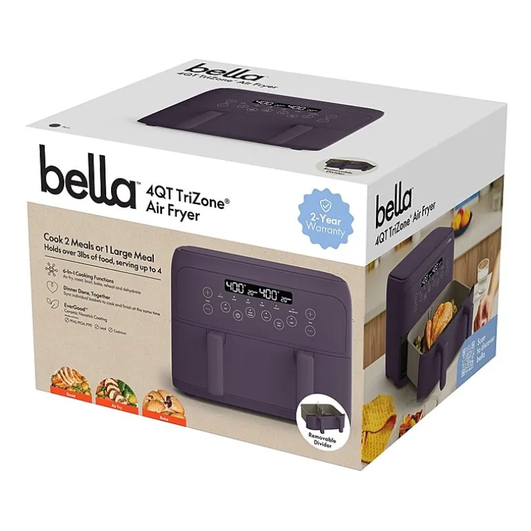 bella 4Qt Trizone Air Fryer, Fits-anywhere™ kitchenware