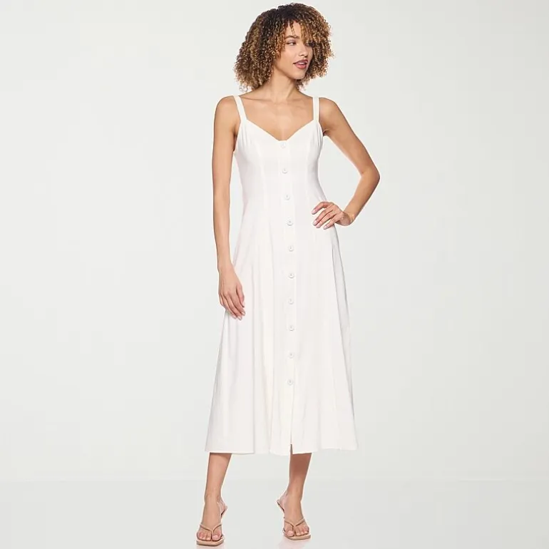 belle vie Womens Midi Sweetheart Neck Sleeveless Fit + Flare Dress