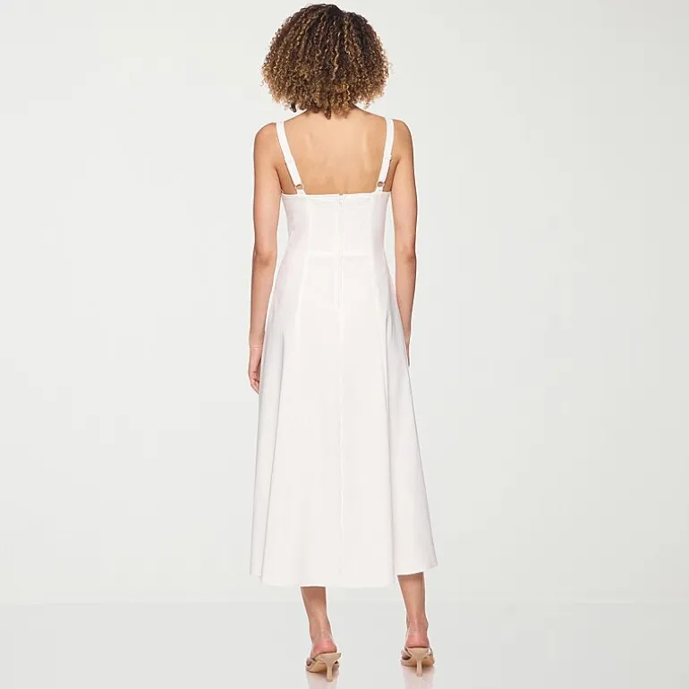 belle vie Womens Midi Sweetheart Neck Sleeveless Fit + Flare Dress