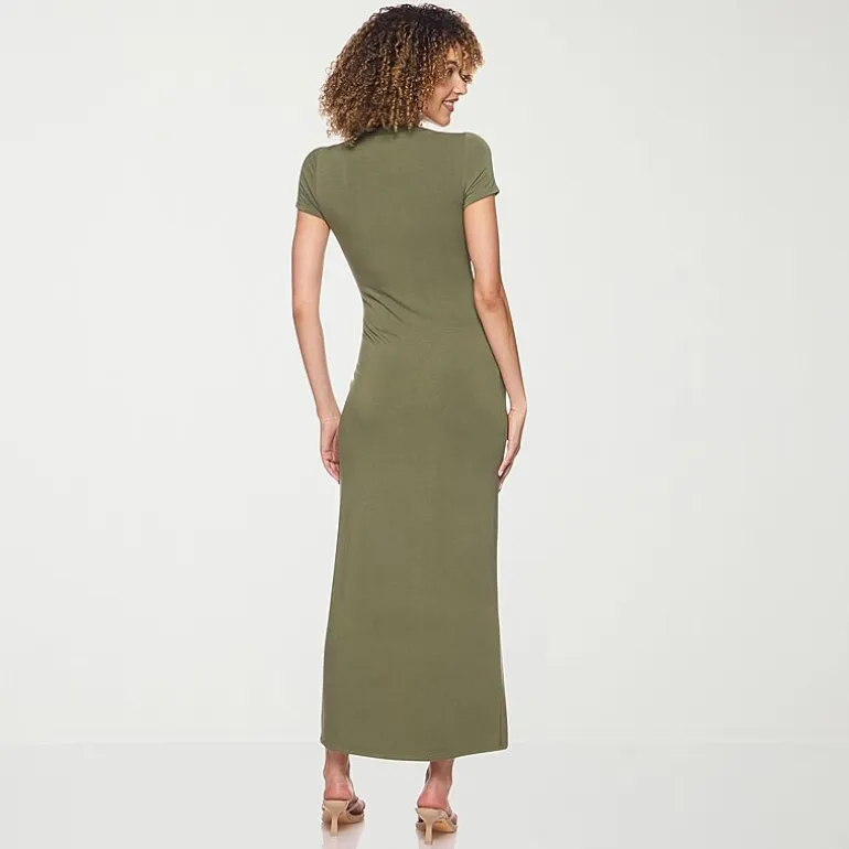 belle vie Womens Short Sleeve Shirt Dress