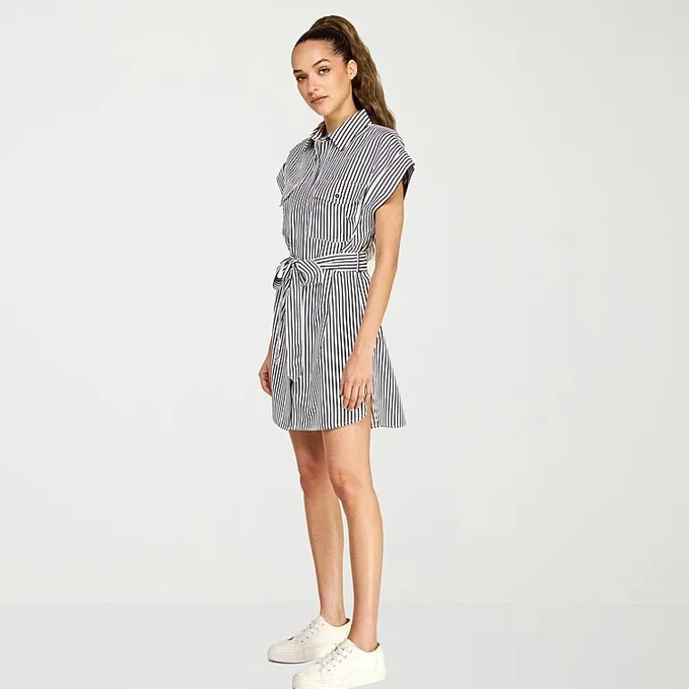 belle vie Womens Short Sleeve Shirt Dress