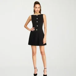 belle vie Womens Sleeveless Boat Neck Drop Waist Dress