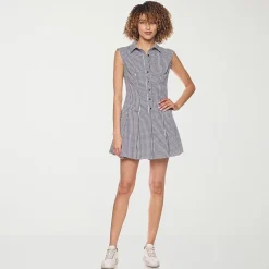 belle vie Womens Sleeveless Shirt Dress