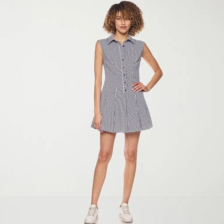 belle vie Womens Sleeveless Shirt Dress