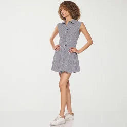 belle vie Womens Sleeveless Shirt Dress