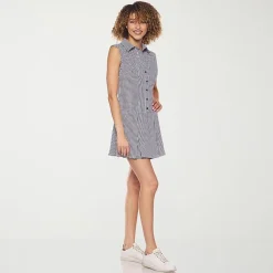 belle vie Womens Sleeveless Shirt Dress