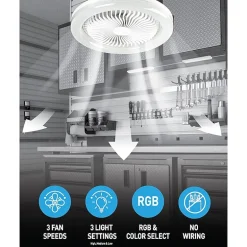 Bell + Howell Socket Air Infoor White With Remote Control And Rgb Colors Ceiling Fan