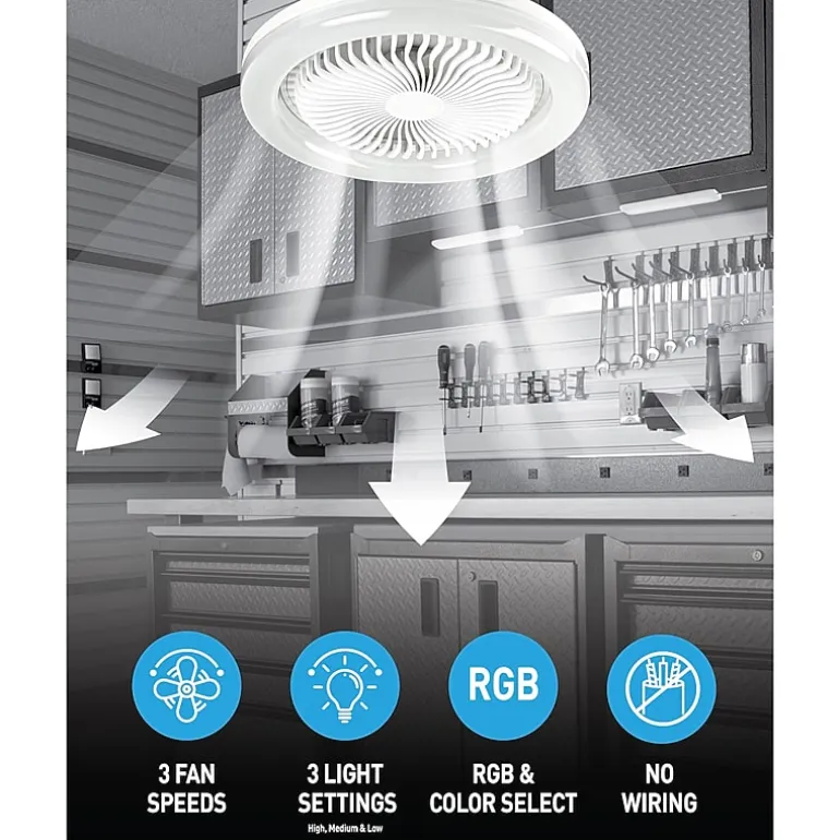 Bell + Howell Socket Air Infoor White With Remote Control And Rgb Colors Ceiling Fan