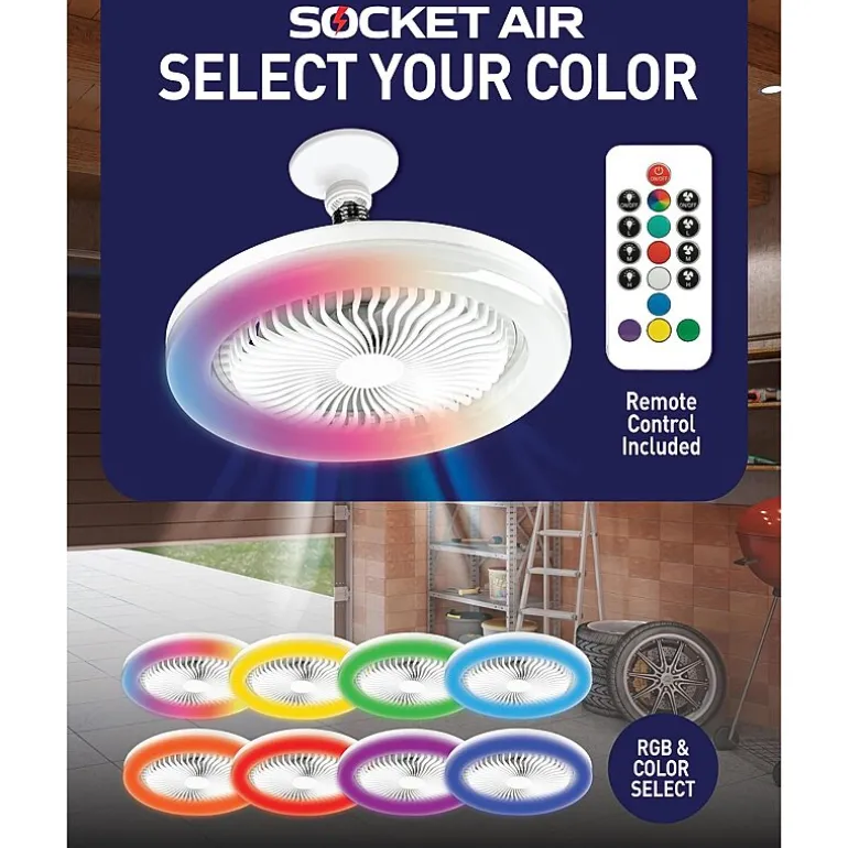 Bell + Howell Socket Air Infoor White With Remote Control And Rgb Colors Ceiling Fan