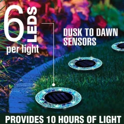 Bell + Howell Solar Powered Mosaic Disk Light with Auto On/Off Lighting and Weatherproof - 4 Pack