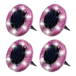 Bell + Howell Solar Powered Mosaic Disk Light with Auto On/Off Lighting and Weatherproof - 4 Pack