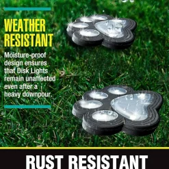 Bell + Howell Solar Powered Paw Print Disk Lights - 4 Pack
