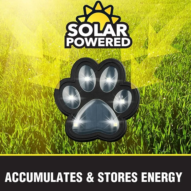 Bell + Howell Solar Powered Paw Print Disk Lights - 4 Pack